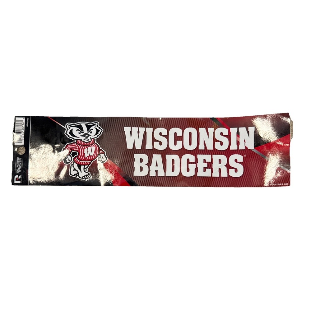 WISCONSIN BADGERS  Car/Truck BUMPER STICKER  ( 10 5/8" In. x 3" In. )  Brand New
